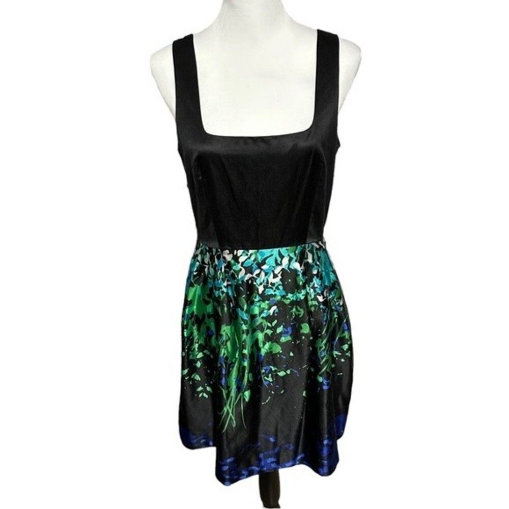 Mango Black Blue Green Bubble Dress Sz 6